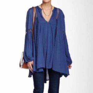 LK NEW S FREE PEOPLE JUST THE TWO OF US SWING TUNIC TOP BLOUSE SHIRT PEASA…